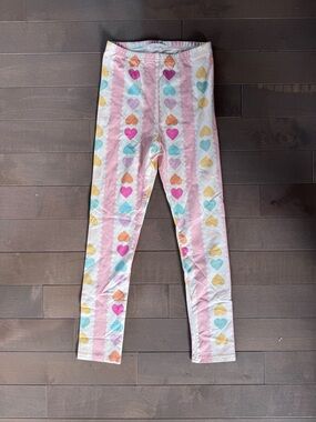 SweetHoney Pink Stripe Leggings with Multicolor Hearts